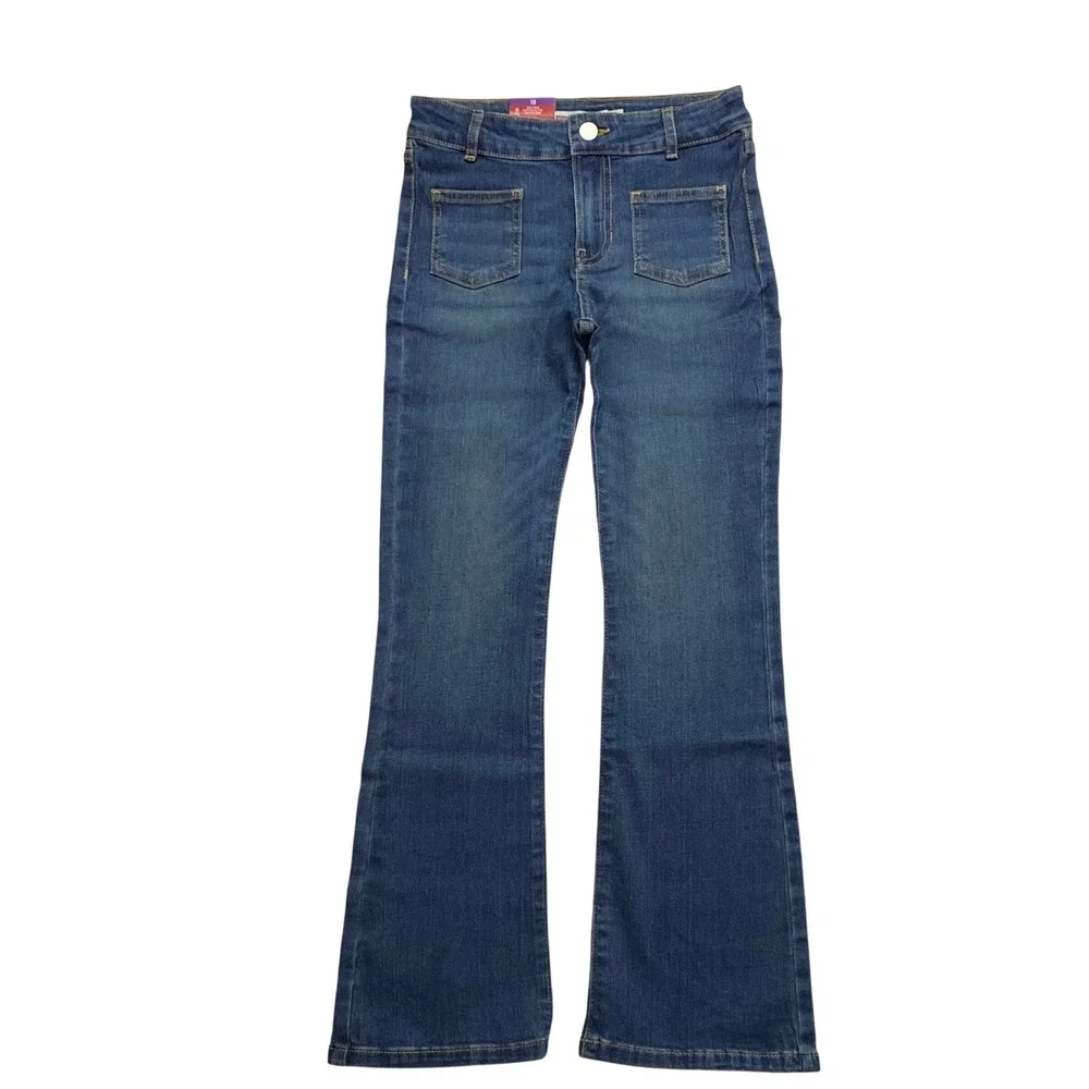 Levis Girls Flare Denim Dark Wash Adjustable Waist Stretch Jeans Size 12‎ NWT